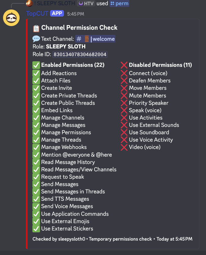 Channel Permission Check